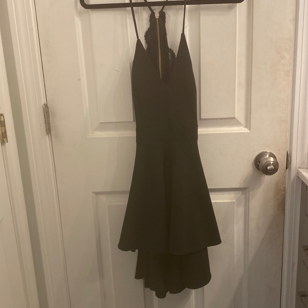 B.darling black open lace back cocktail dress